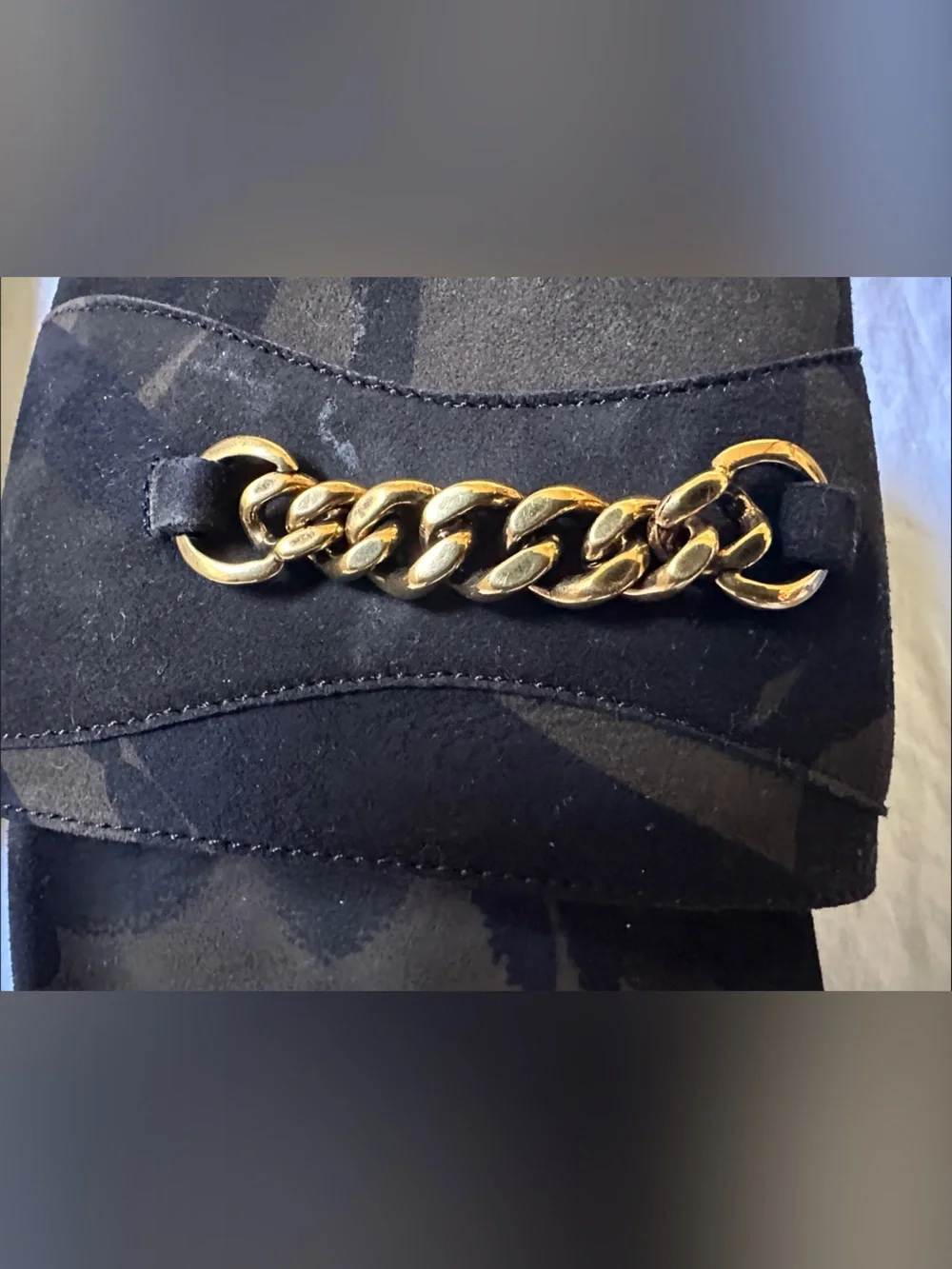 Tom Ford Gold Chain Accent Green Black Camouflage Men’s Slide Sandals Size 12T
